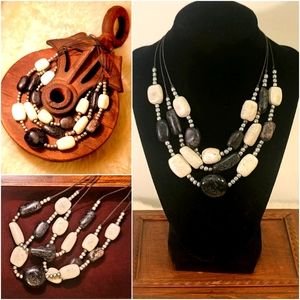 Tan & black stone necklace